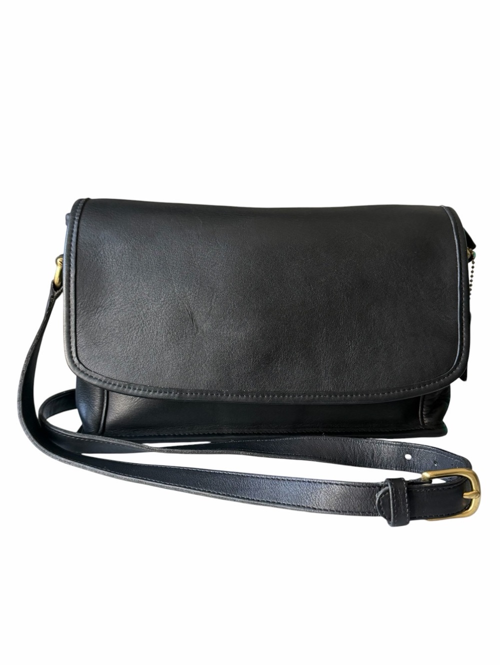 Vintage Coach 9975 Curtis Bag Black Glove Tanned Leather Flap Crossbody
